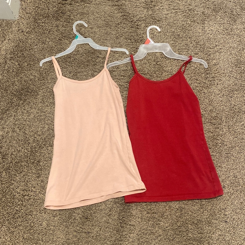 Red and pink tank tops